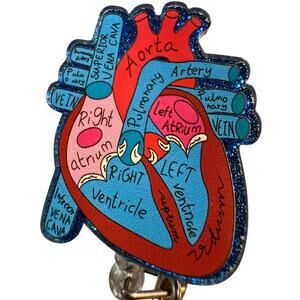 Anatomical Heart Retractable ID Badge Reel, Cardiologist, Nurse, Doctor NWT